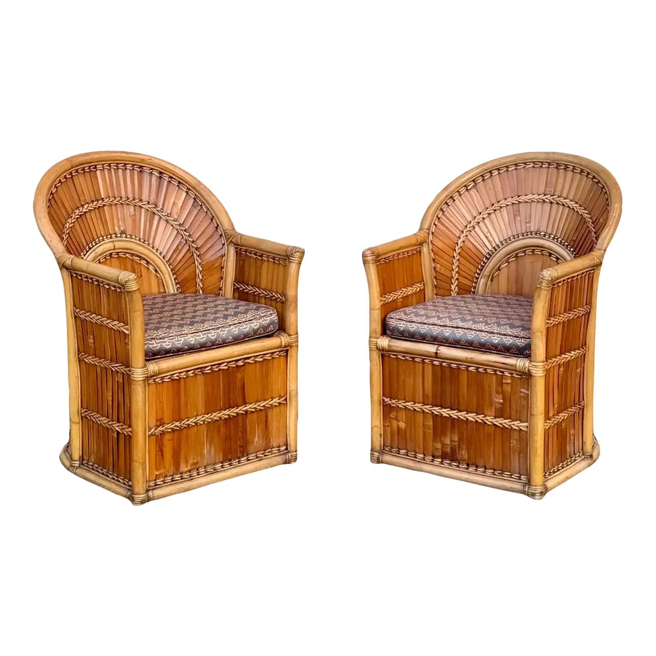 RESERVED Set of 2 Split Bamboo Armchairs