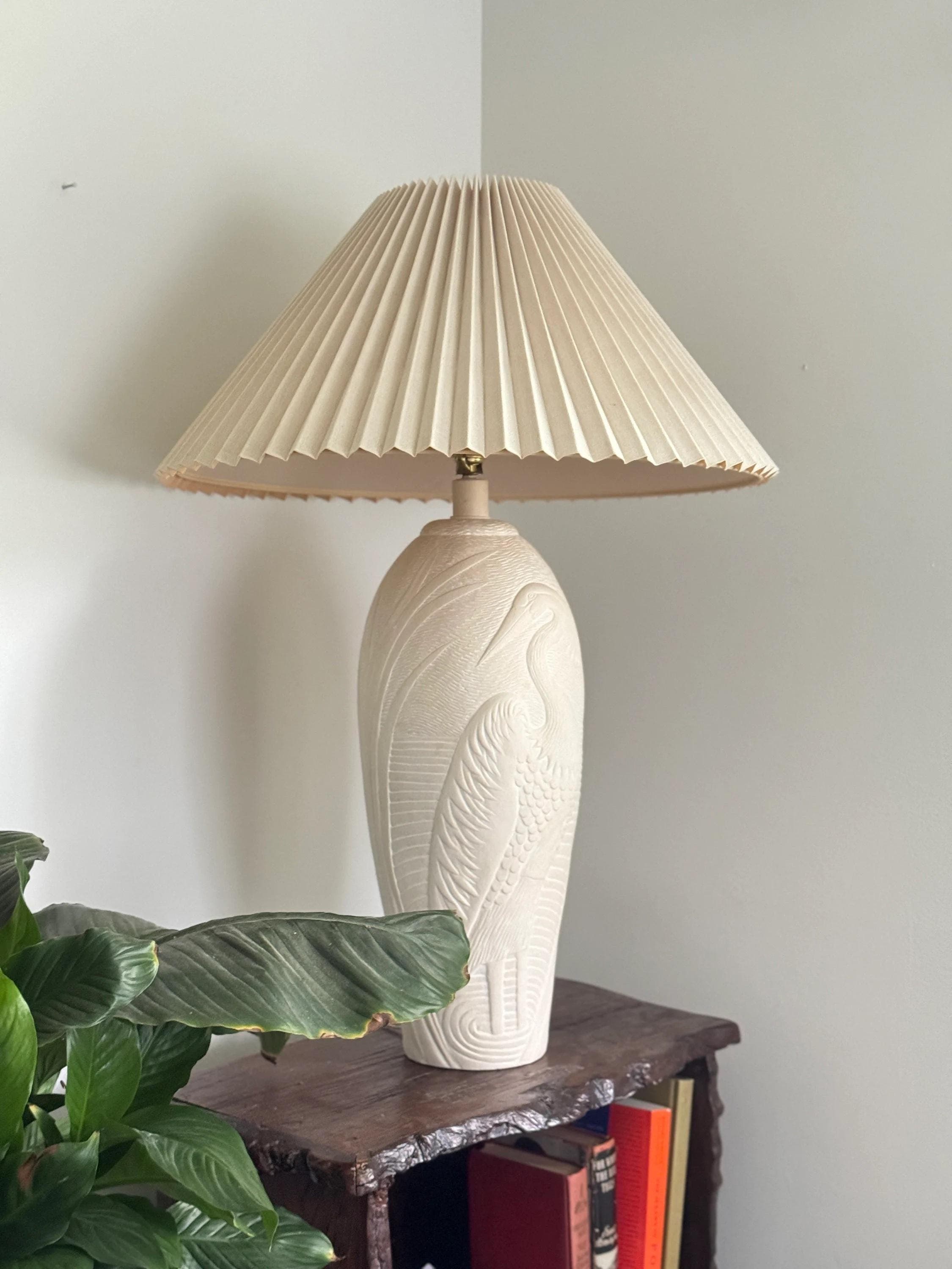 Vintage 1970s Heron Table Lamp: Dayle Rushall Palm Beach Decor