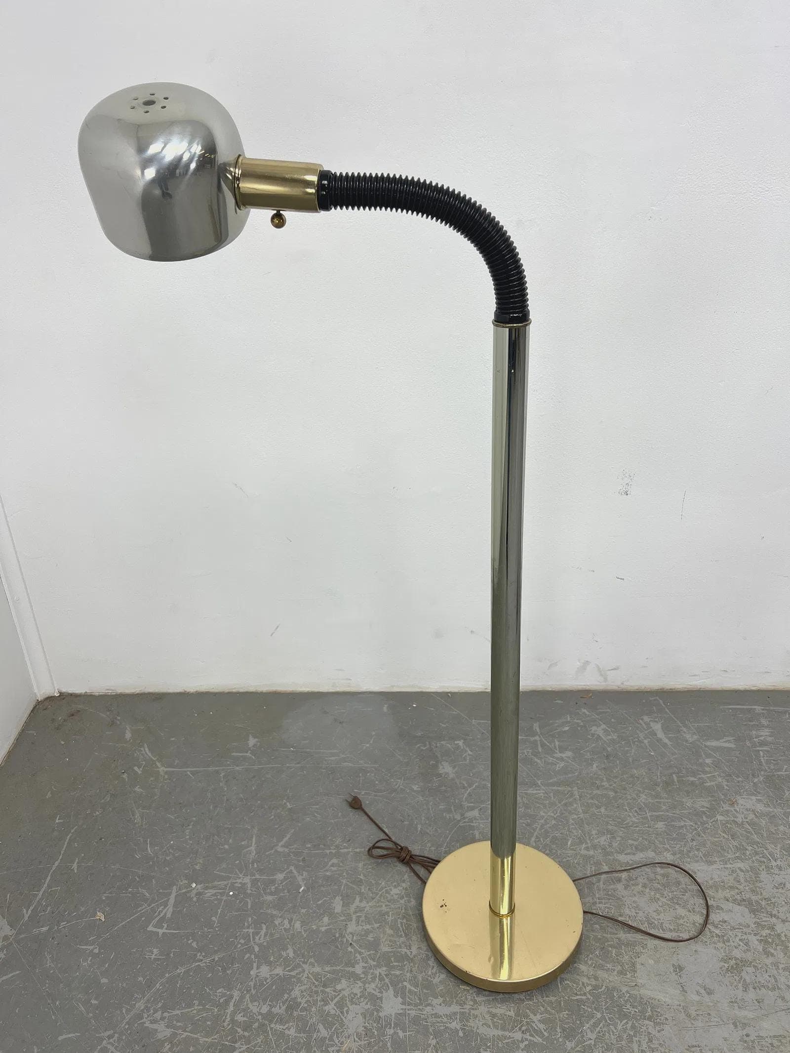 Vintage Chrome Adjustable Floor Lamp, Mid Century Modern Office Lighting