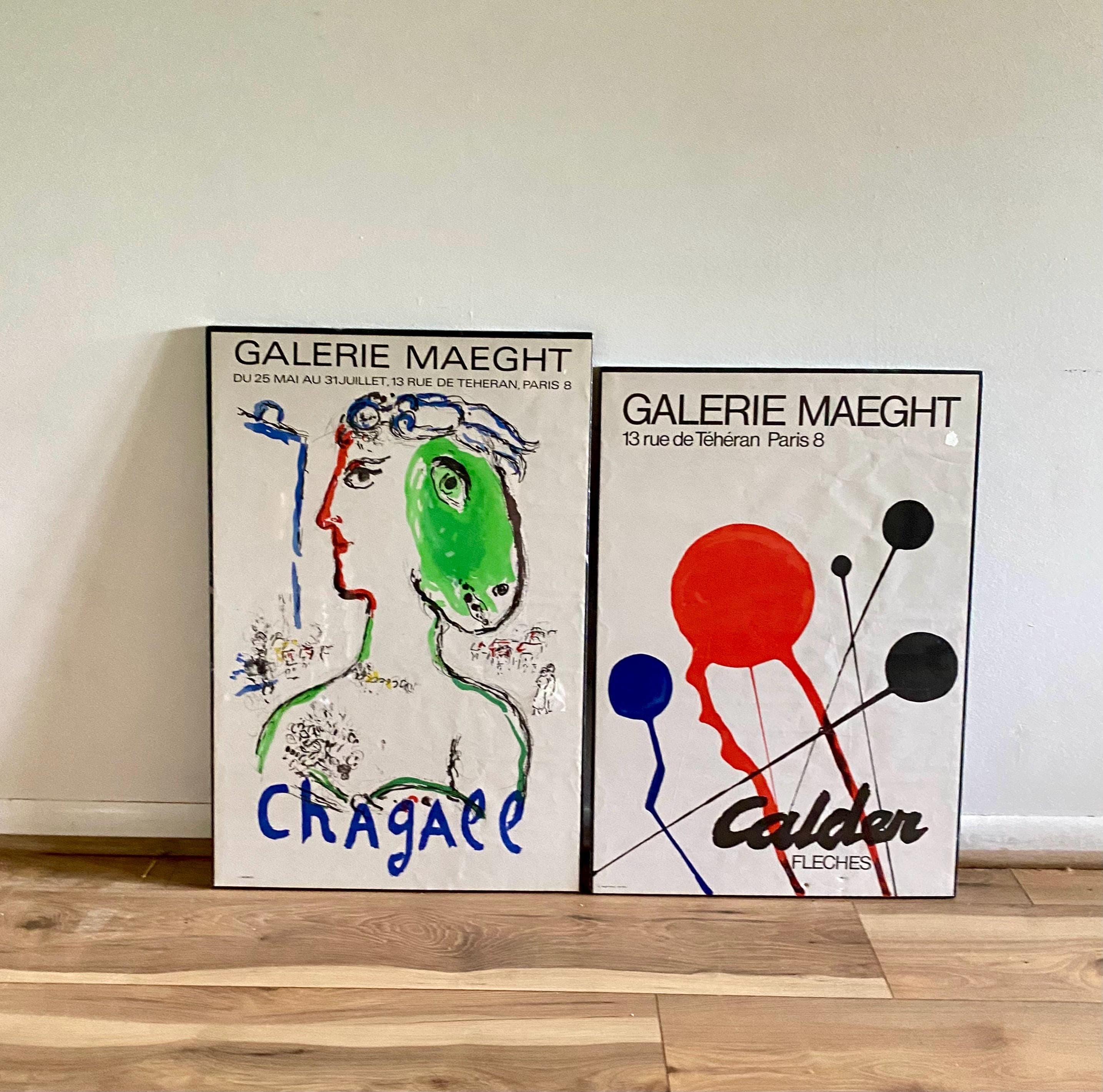 Vintage Galerie Maeght Lithograph Posters – Marc Chagall & Alexander Calder, 1960s/70s