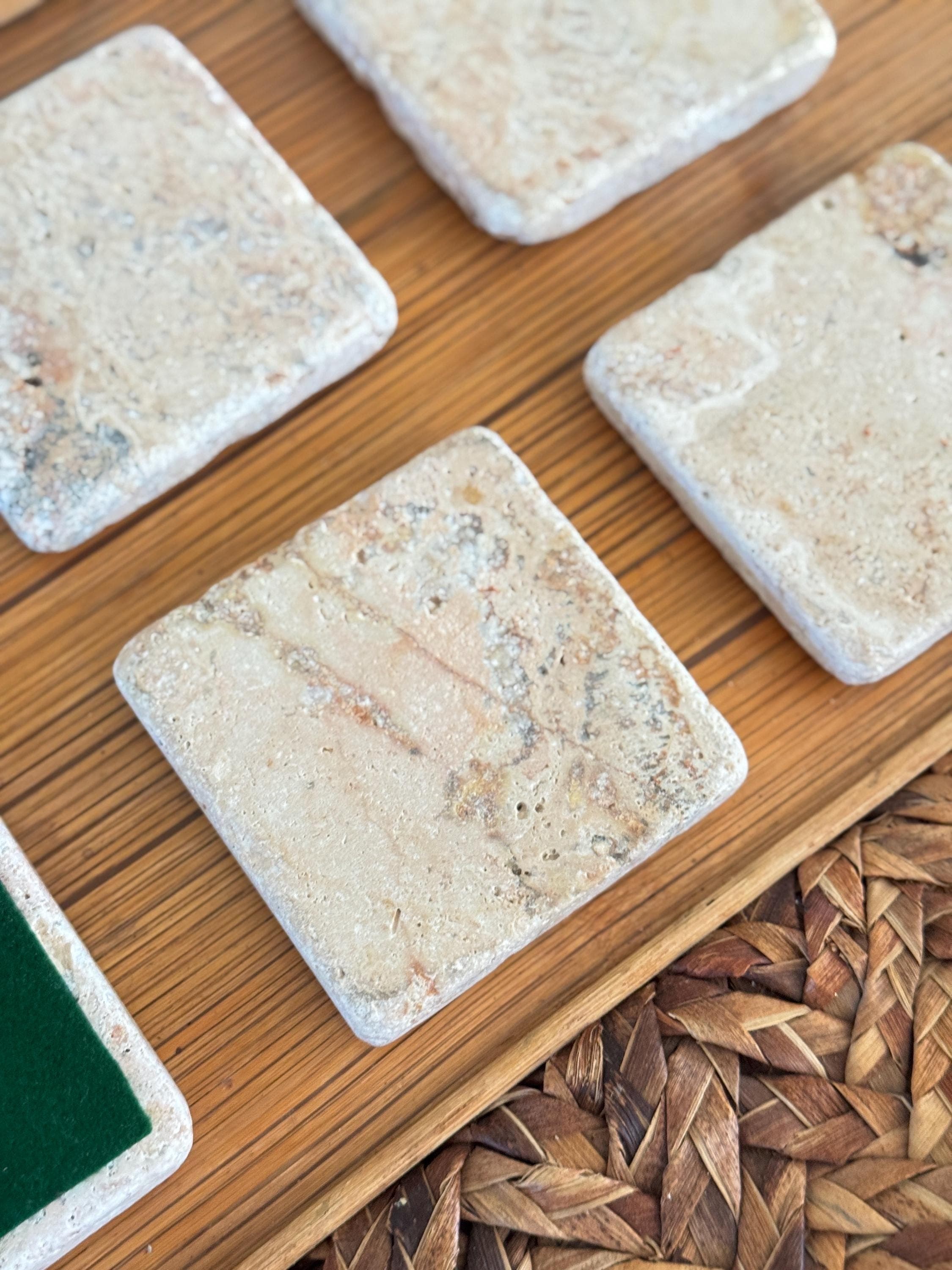Vintage Mid-Century Travertine Coasters