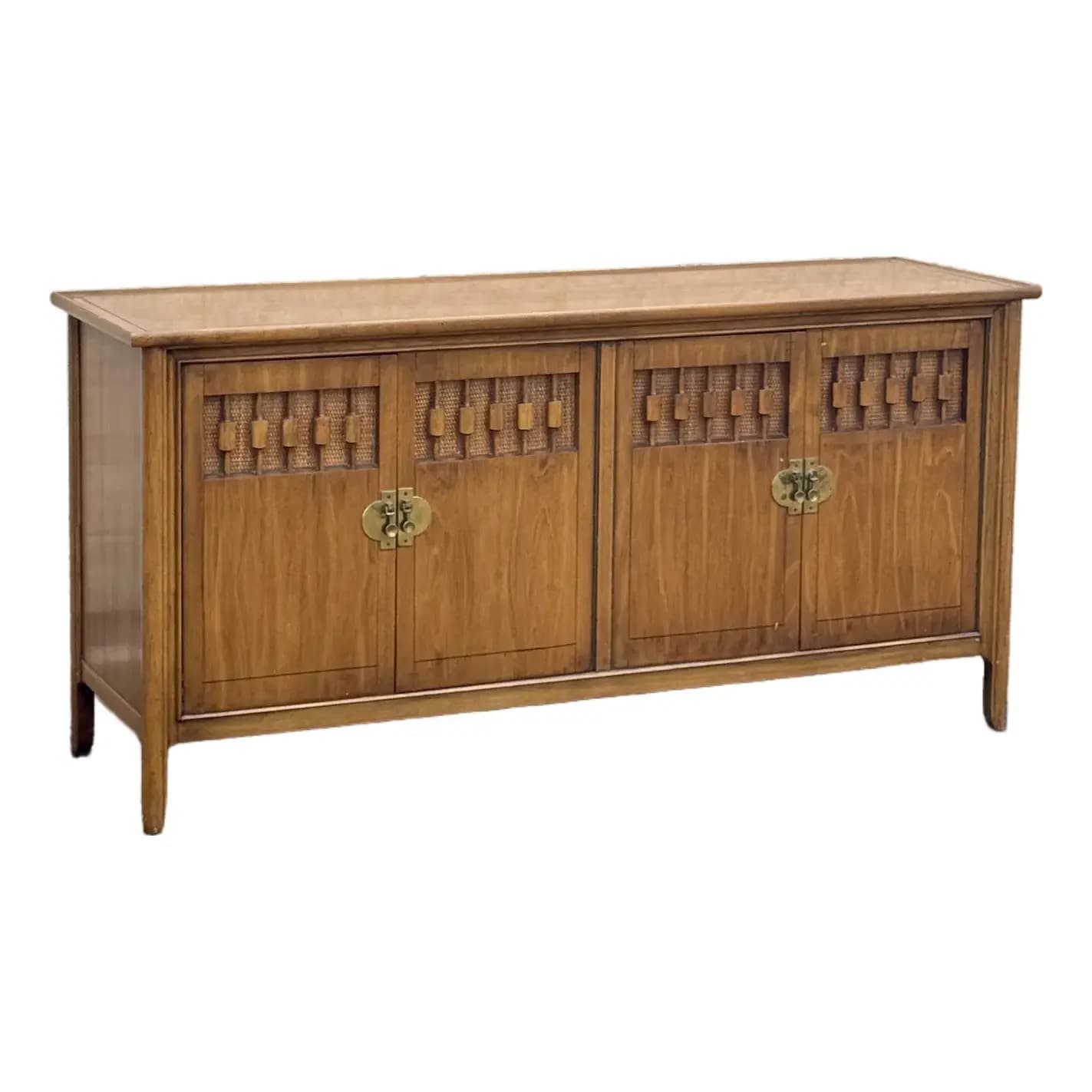 1960s Walnut Brass Buffet Credenza