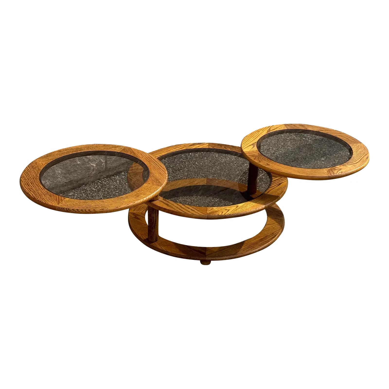 1970s Oak Swivel Coffee Table