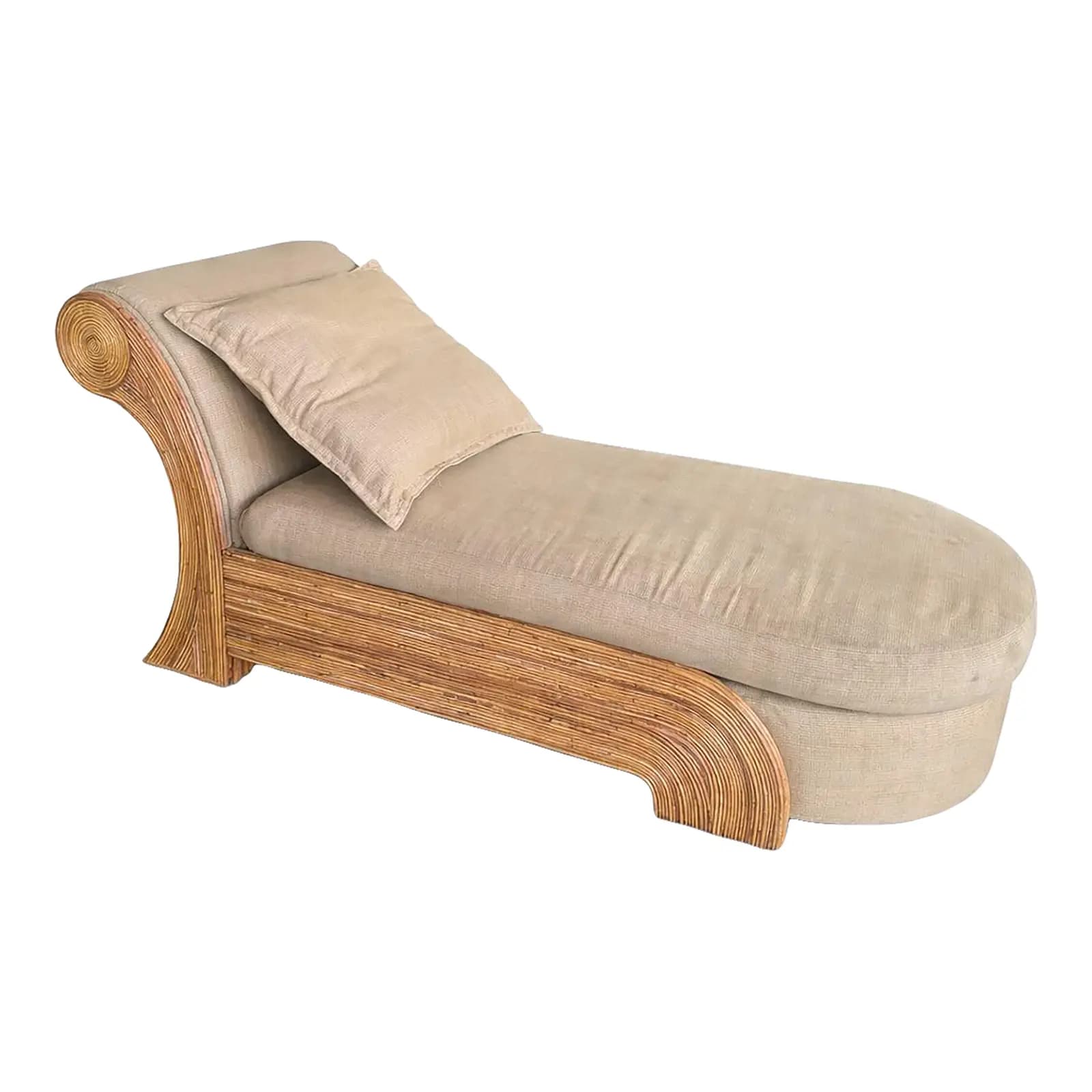 1970s Reed Scroll Chaise Lounge