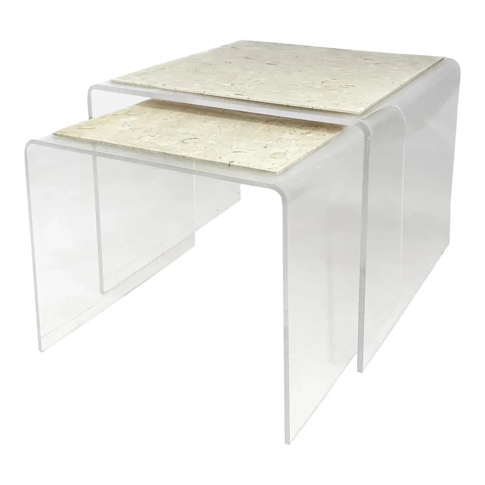 1980s Lucite Marble Nesting Tables