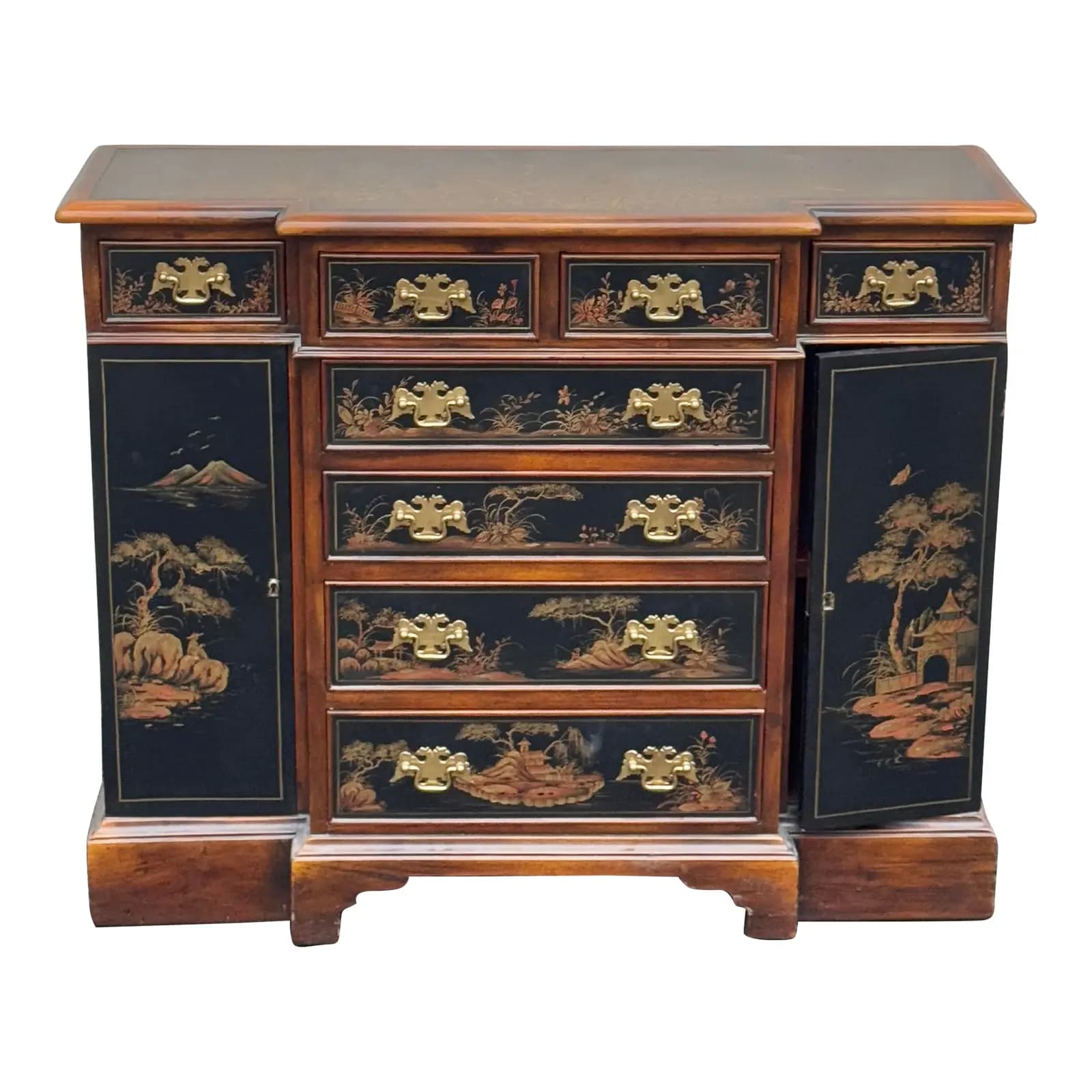 Chinoiserie Tooled Leather Server