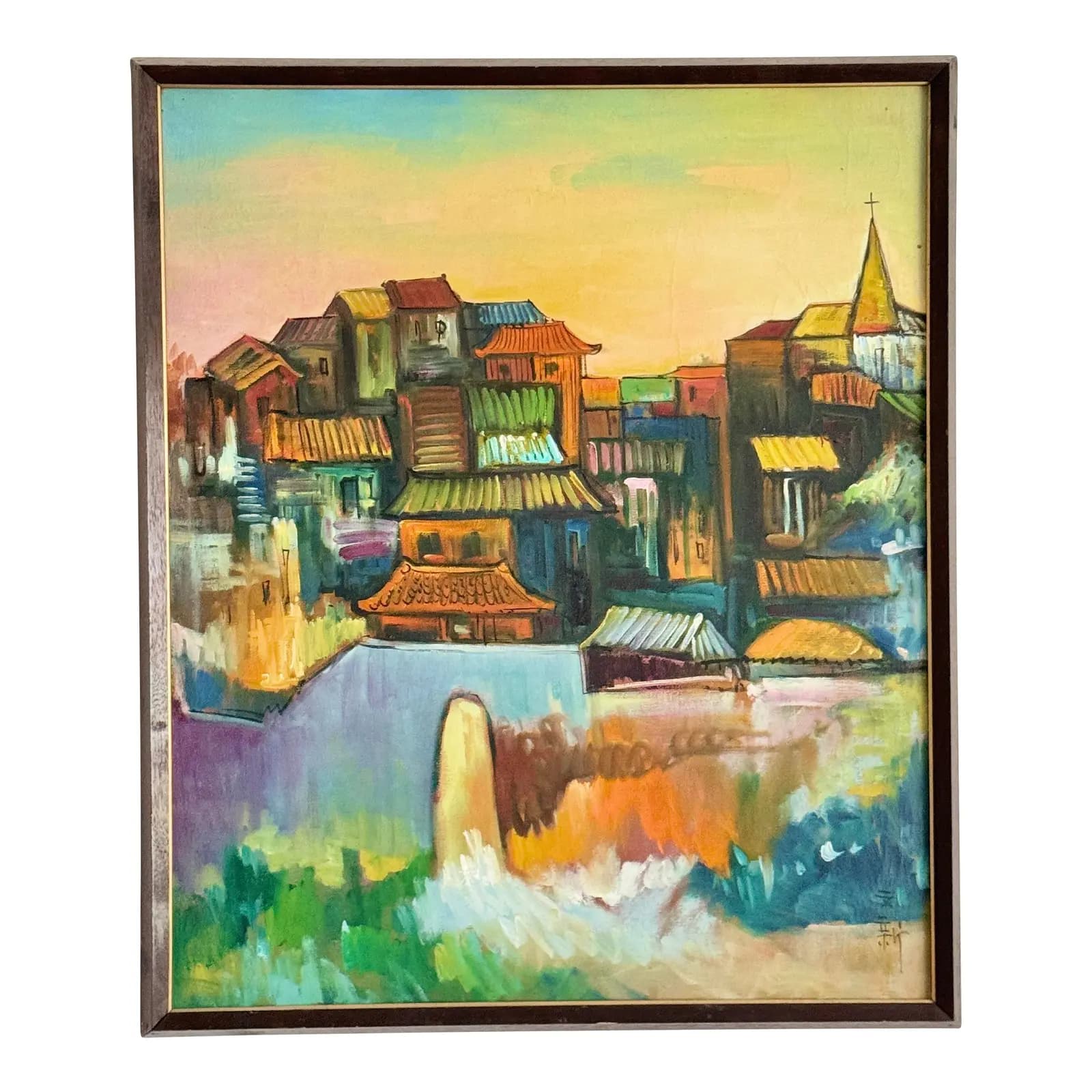 Early 20th Century Asian Village Scene