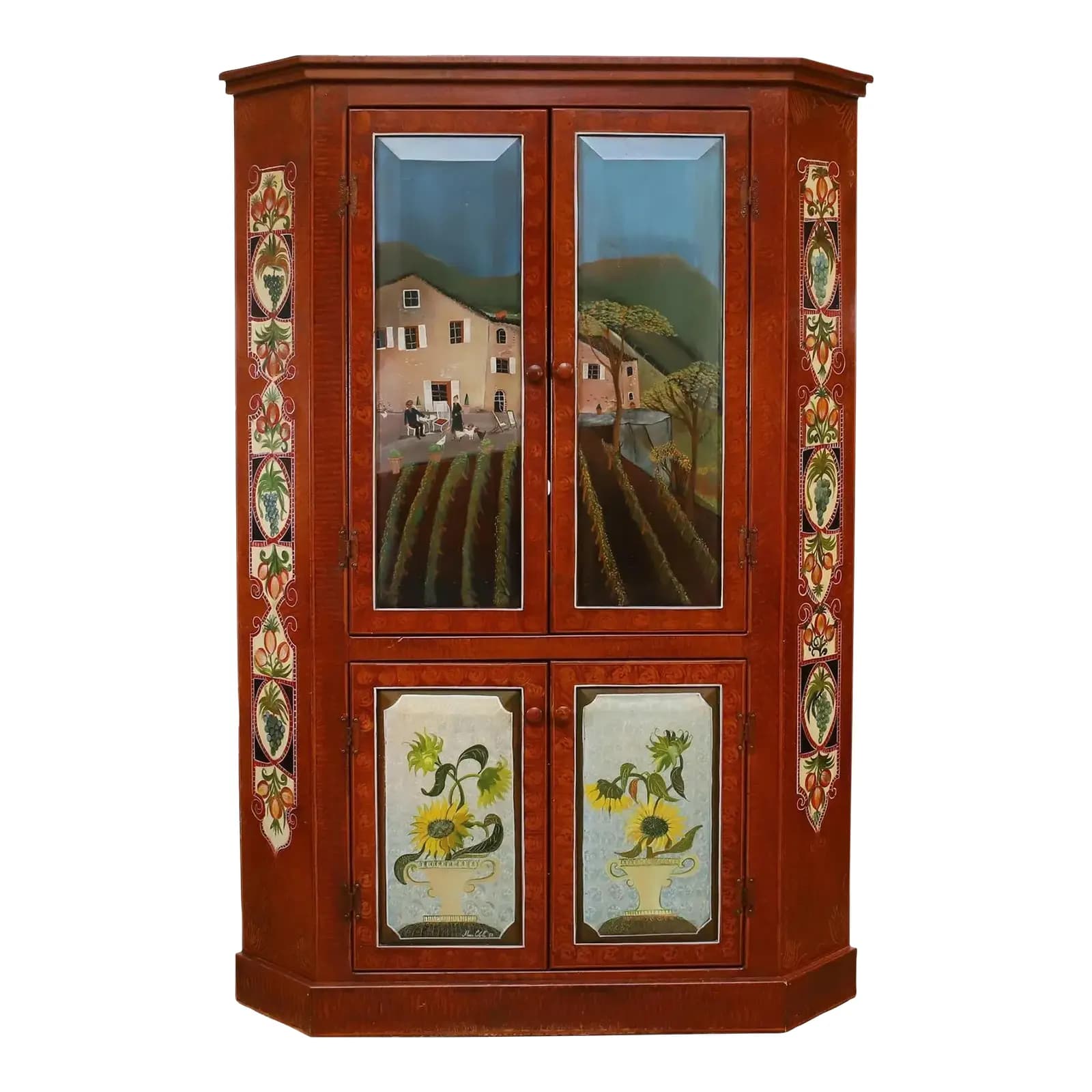 Painted Figural Corner Armoire