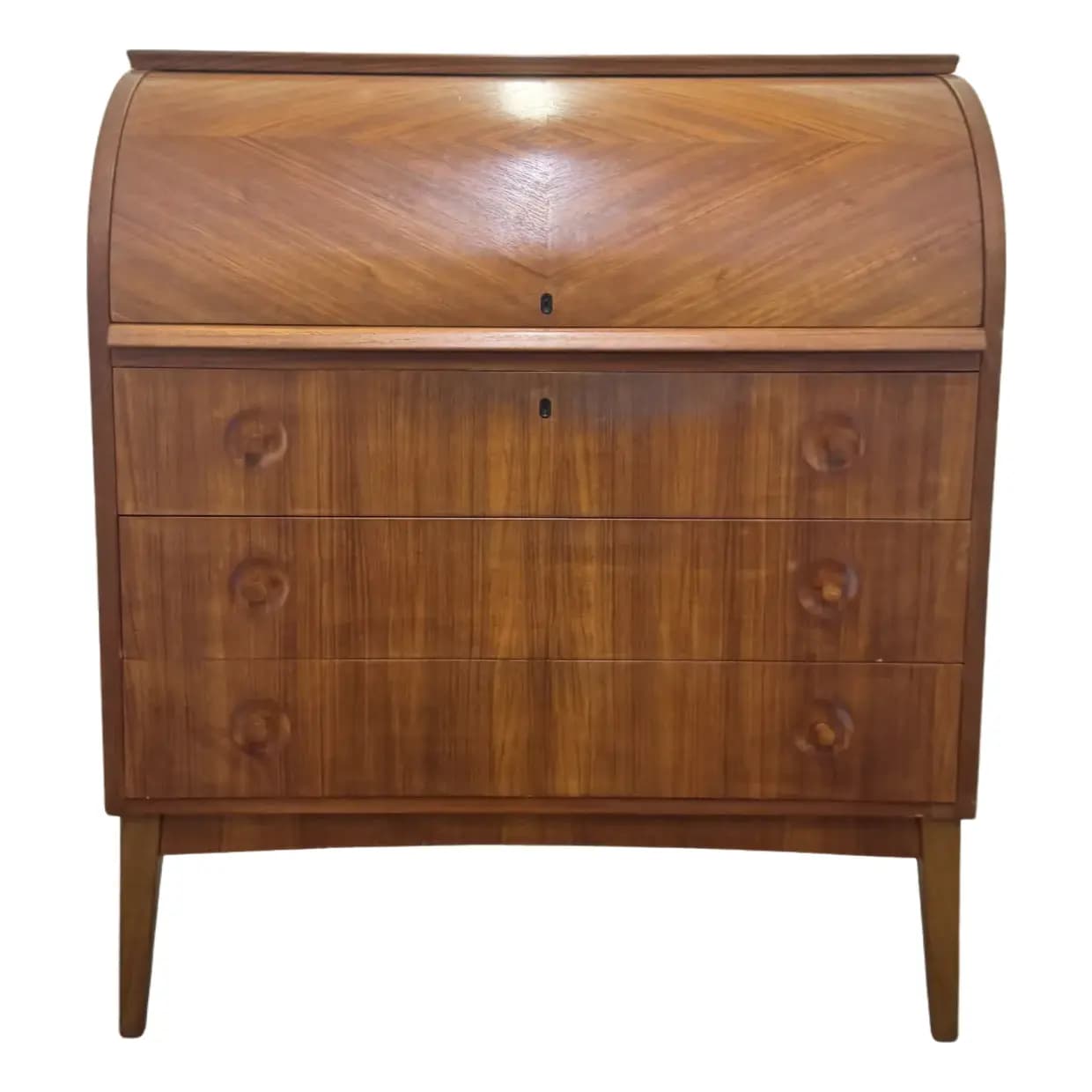 Swedish Modern Teak Roll Top Desk