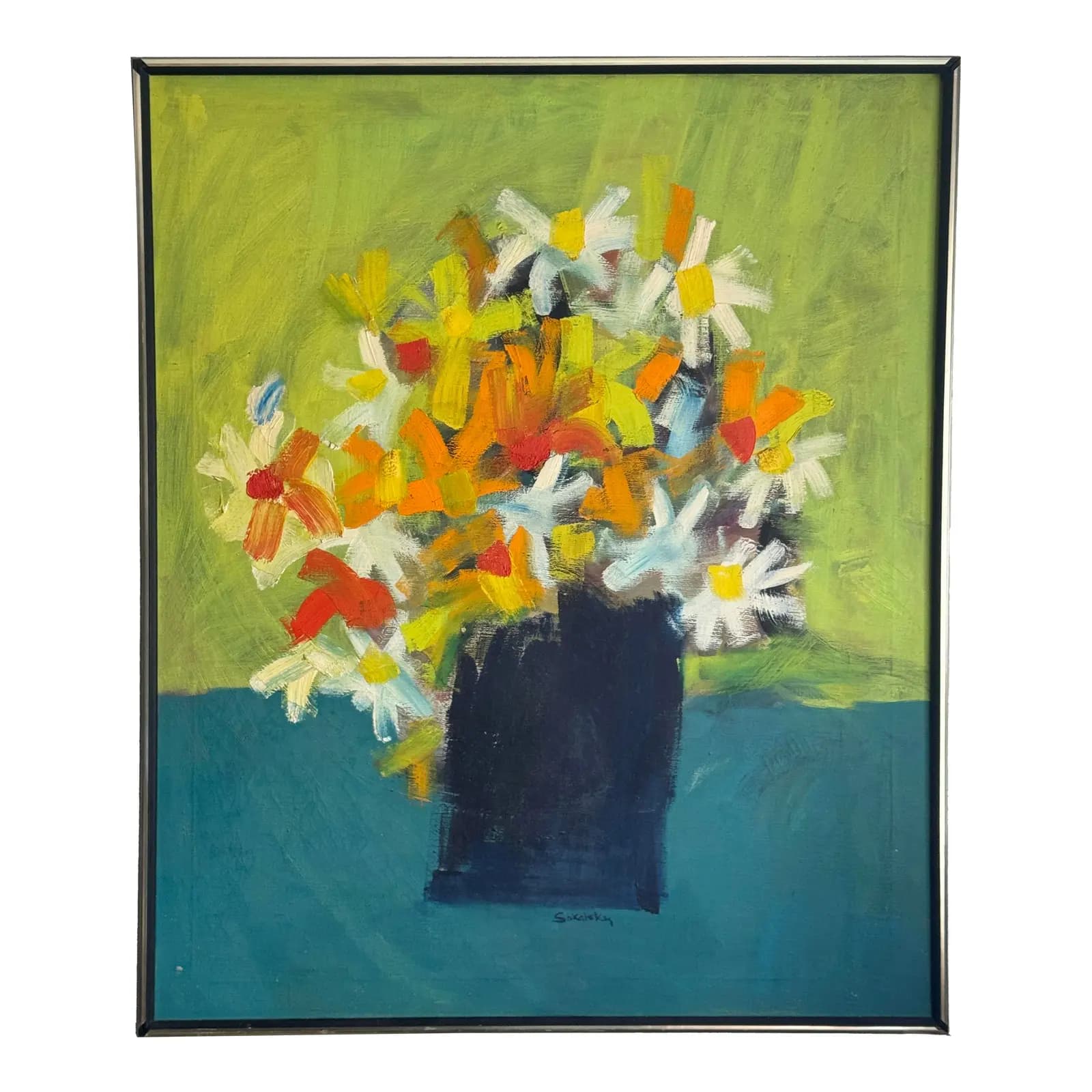 Mid-Century Abstract Floral Painting