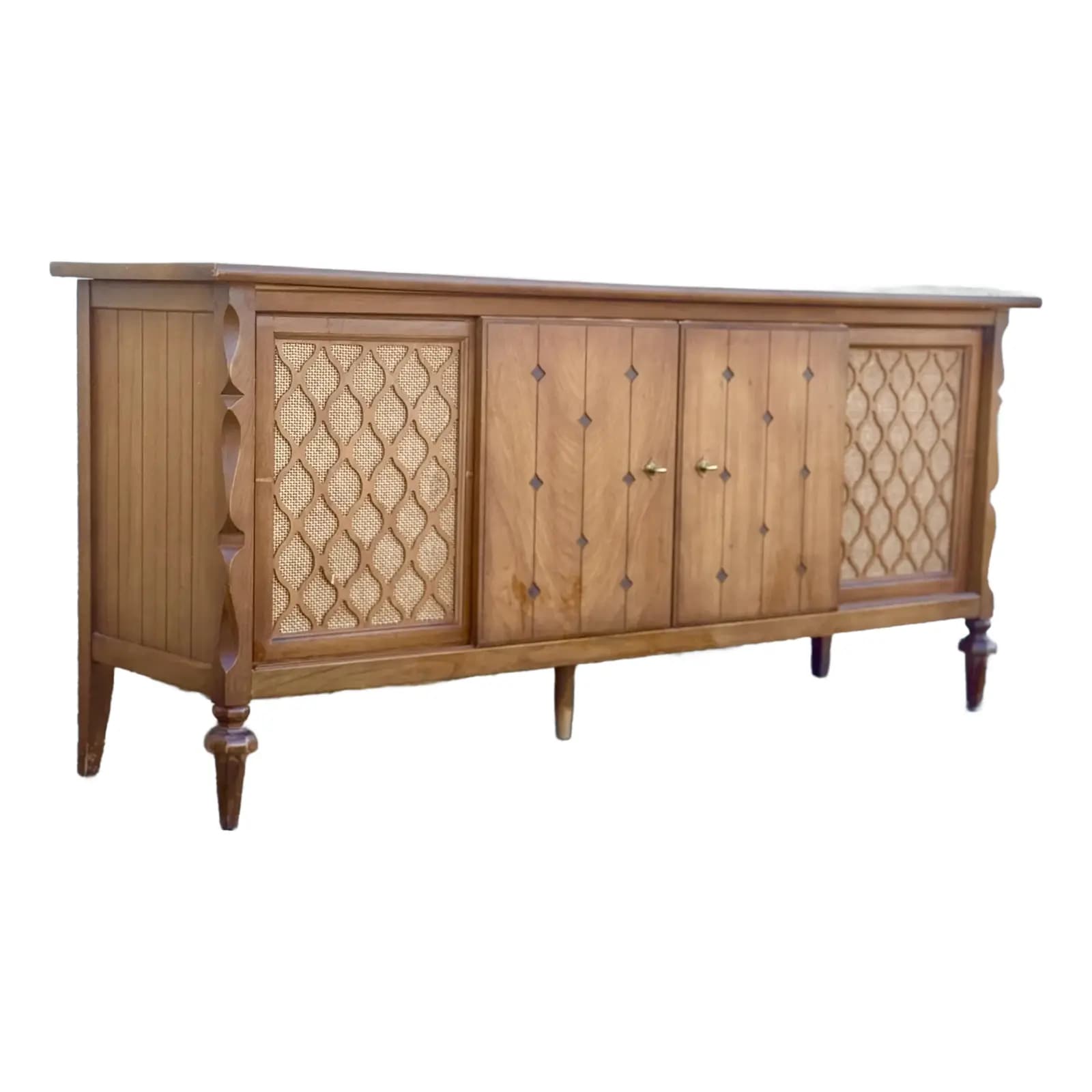 Walnut Cane Door Credenza