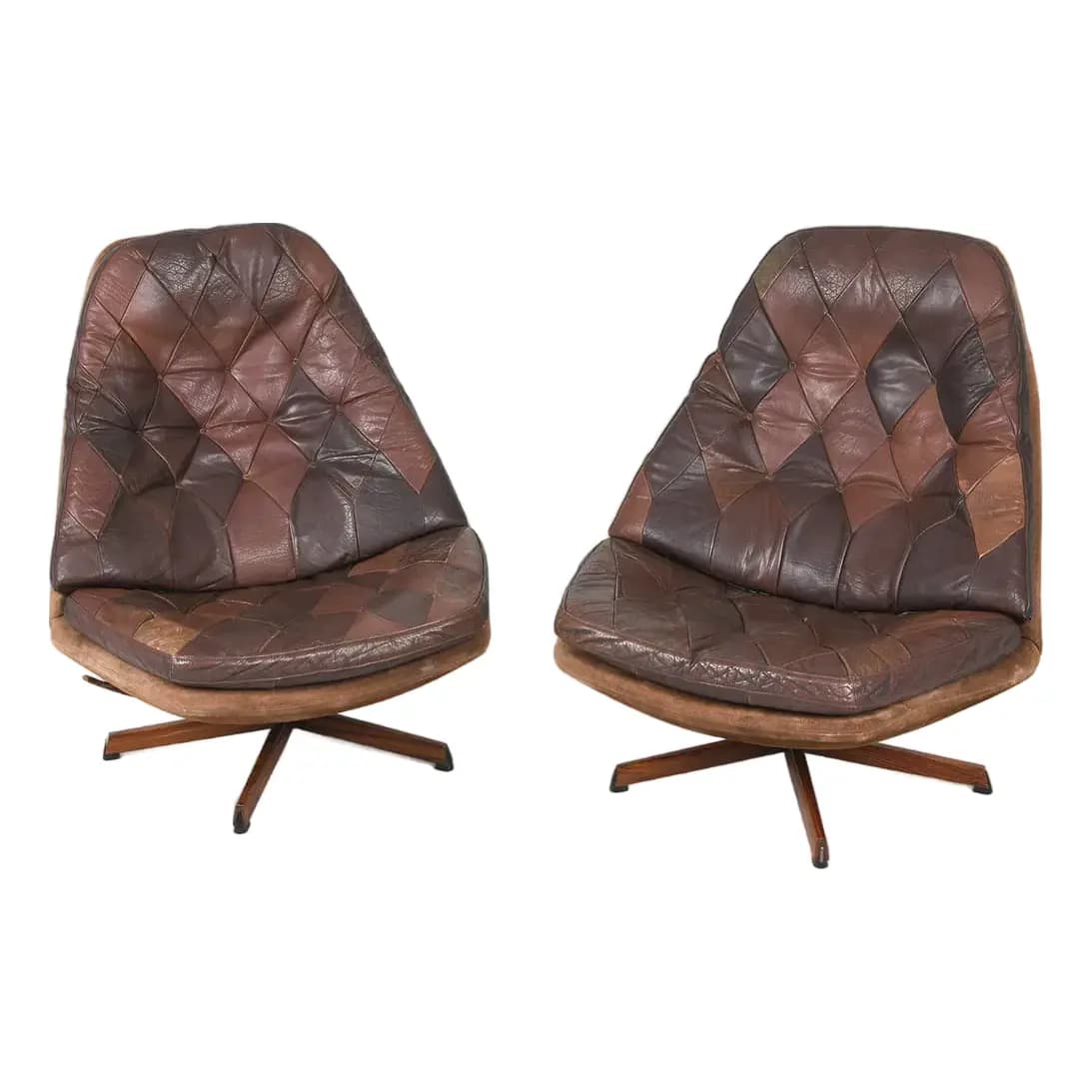 Pair of Patchwork Leather Swivel Chairs