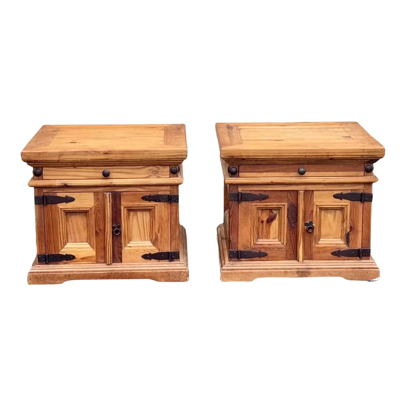 Pair of Rustic Pine Nightstands