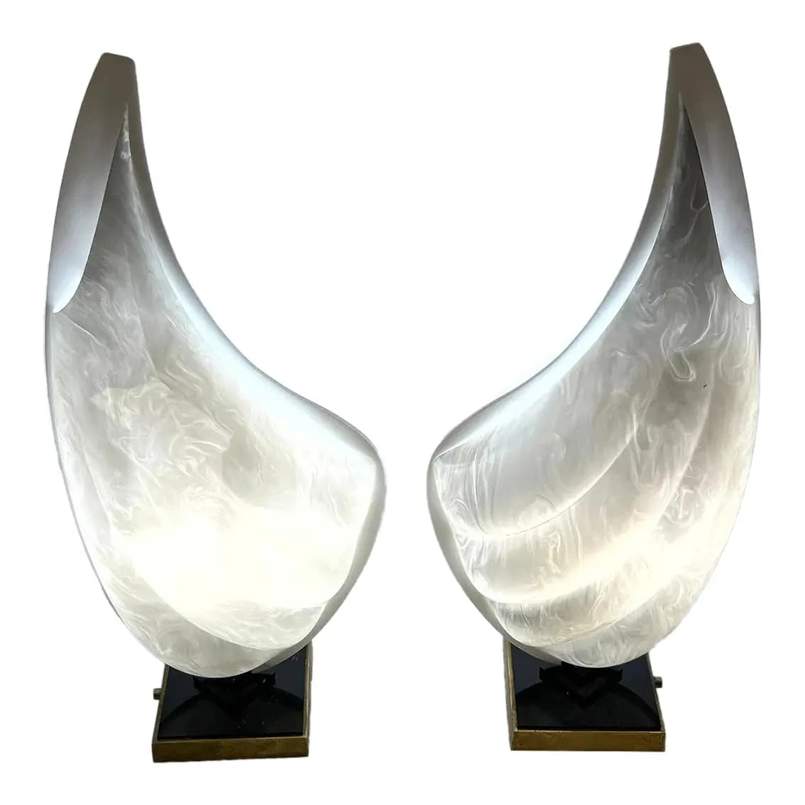 Pair of Rougier Clam Shell Lamps