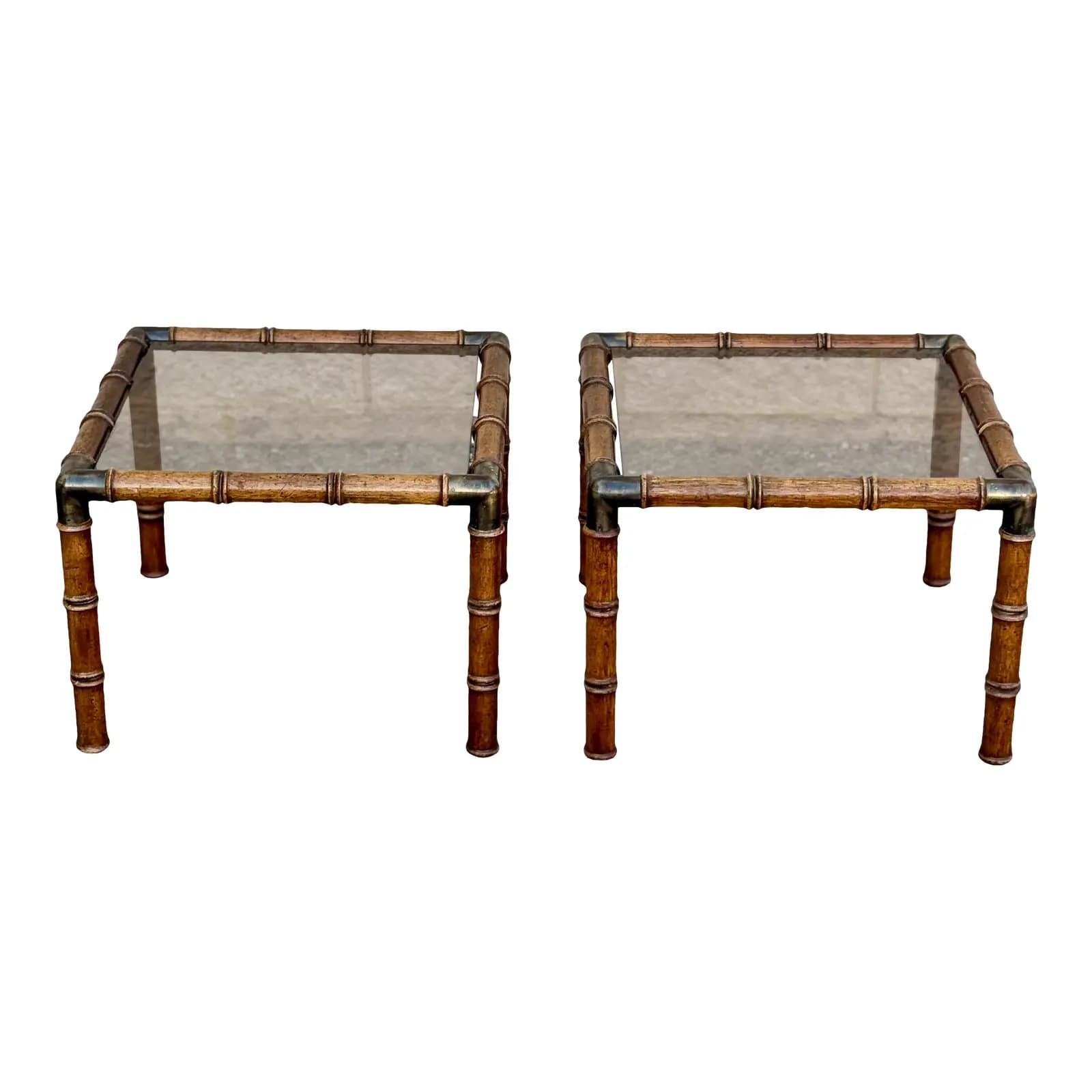 Pair of Faux Bamboo Side Tables