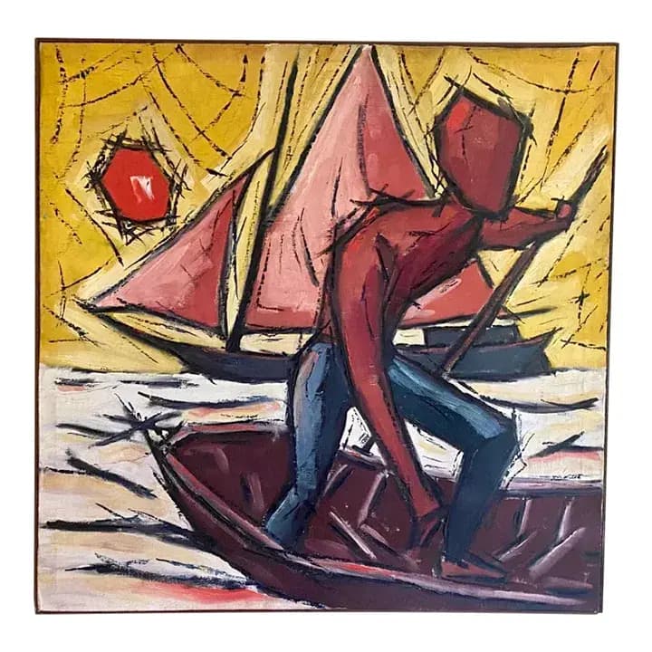 Mid Century Boat Painting