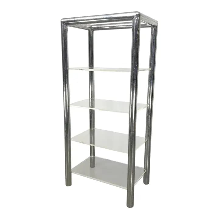 Postmodern Chrome Lucite Shelf